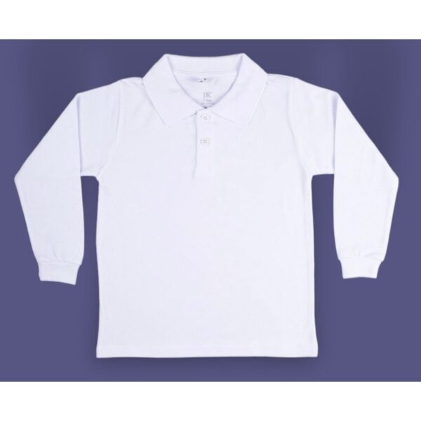 Unisex Uzun Kollu Beyaz Polo Yaka Tshirt