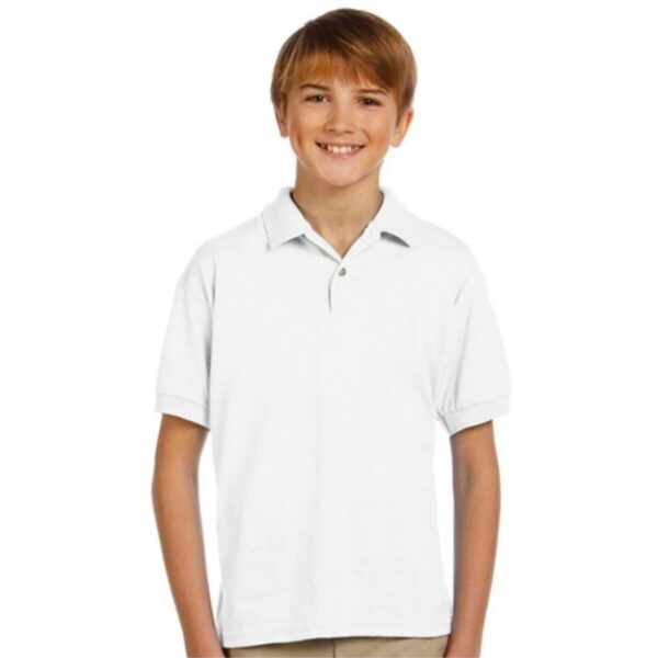 Çocuk Polo Yaka Kısa Kollu Beyaz Tişört Pamuklu Polo Yakalı Çocuk Tshirt
