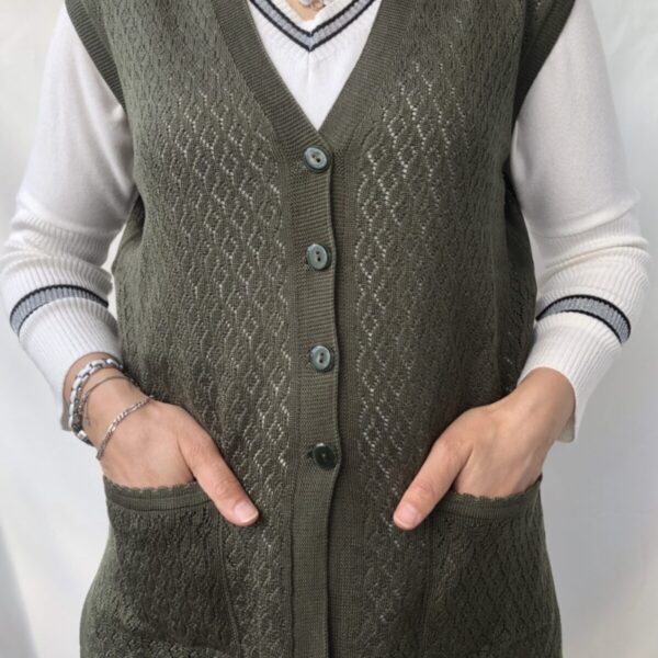 Kadın Yeşil Merserize Kısa Yelek