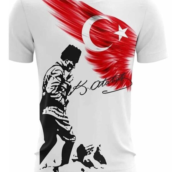Unisex 23 Nisan 29 Ekim 19 Mayıs Gösteri Kostüm Atatürk Baskılı Ve Türk Bayraklı Ayyıldızlı Tişört