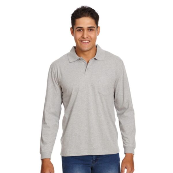 Polo Yaka Uzun Kollu Tişört Grii Pamuklu Uzun Kol Polo Yakalı Tshirt