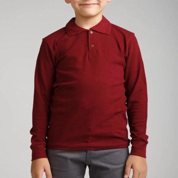 BORDO POLO YAKA UZUN KOL OKUL T-SHİRT