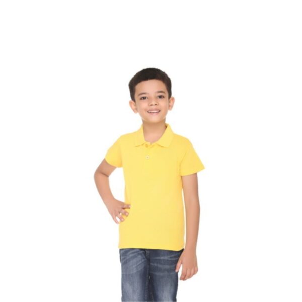 Çocuk Polo Yaka Kısa Kollu Sarı Tişört Pamuklu Polo Yakalı Çocuk Tshirt
