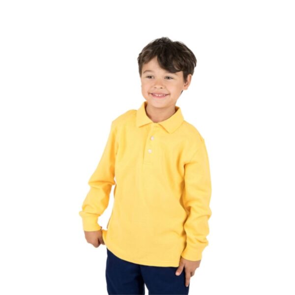 Çocuk Polo Yaka Uzun Kollu Sarı Tişört Pamuklu Polo Yakalı Çocuk Tshirt